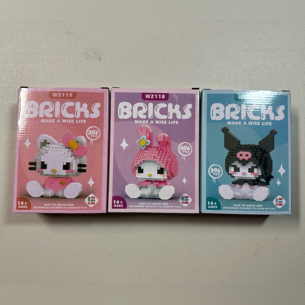 Bricks Building Set of 3 - Hello Kitty, My Melody, Kuromi